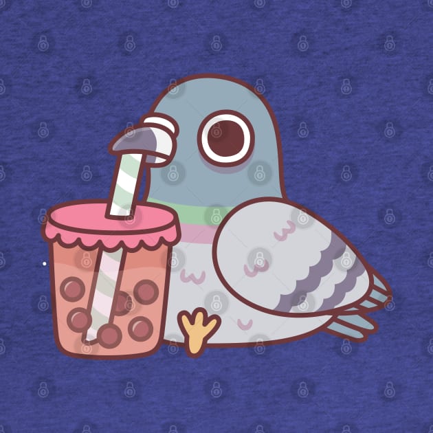 Cute Pigeon Drinking Bubble Tea by rustydoodle